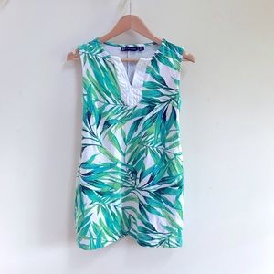 New York & Company Palm Leaf Print Dress Petite M